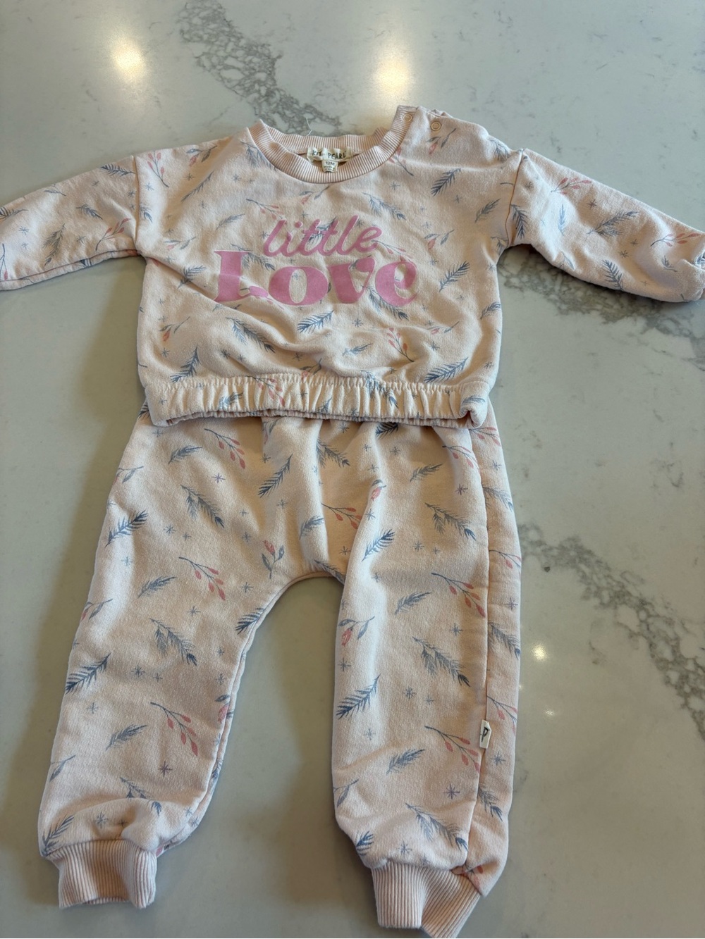 Pink 'Little Love' Floral Kids Matching Set - Soft Pullover & Joggers